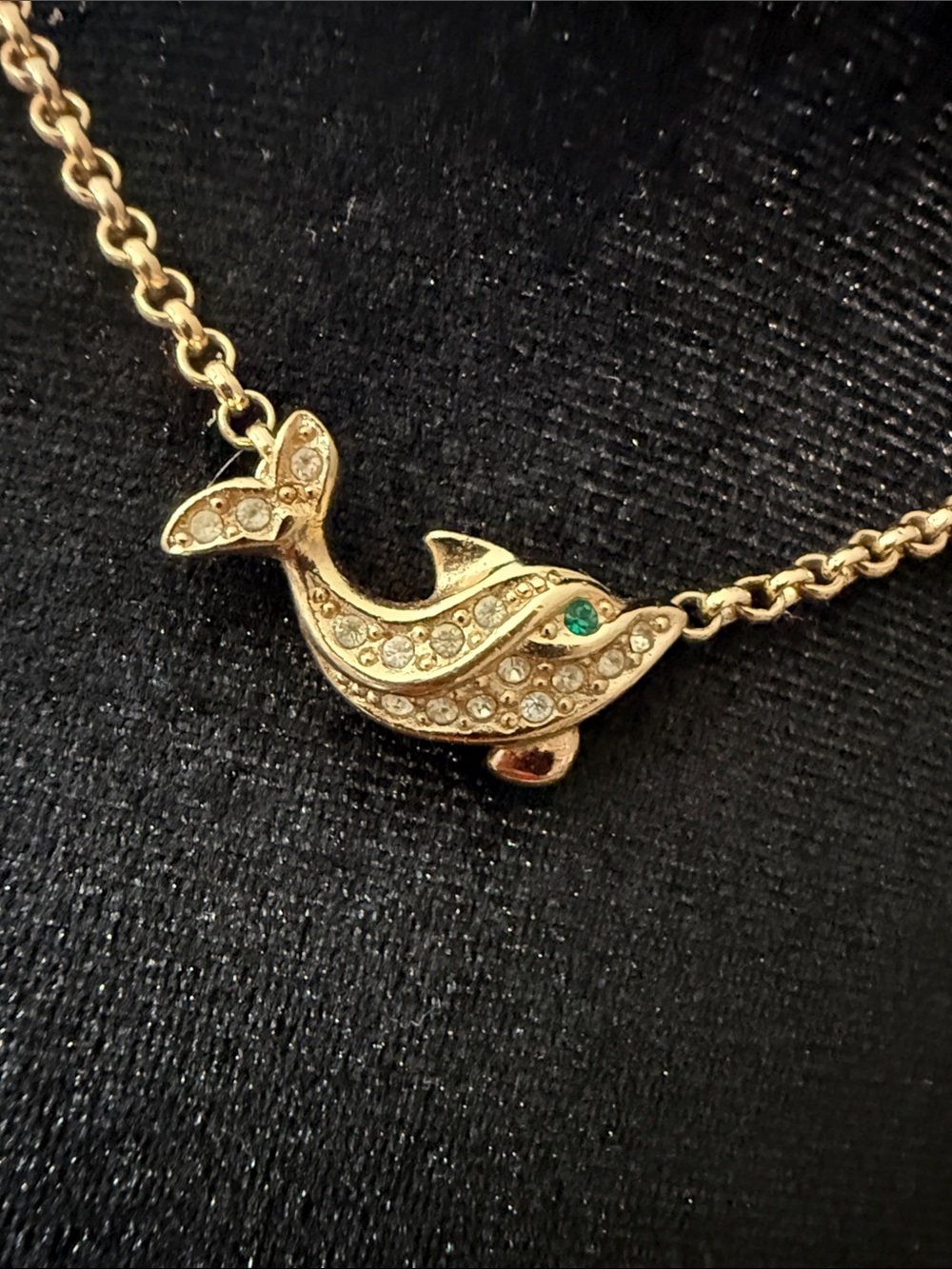 Christian Dior Germany Dolphin Necklace Vintage Gold Tone - Picture 3 of 8